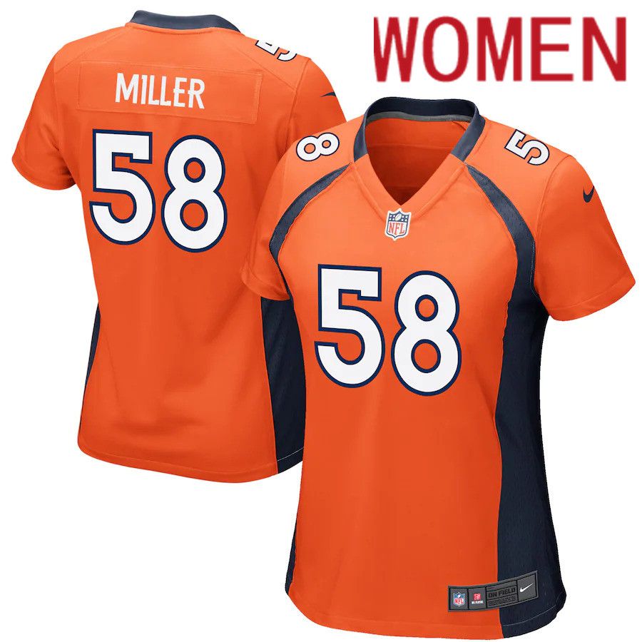 Women Denver Broncos 58 Von Miller Nike Orange Game Player NFL Jersey